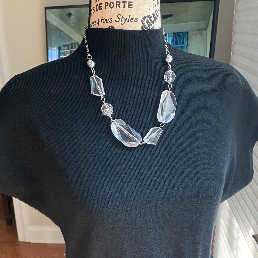 Paparazzi Silver Necklace with Clear Beads Make a 5-pc bundle for best price!